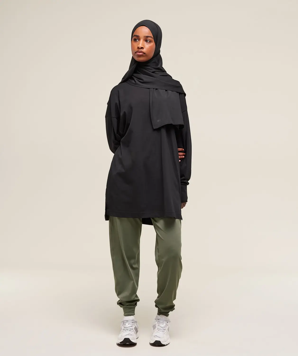 Covered Longline Cotton Long Sleeve Top Oversized Fit - Image 4