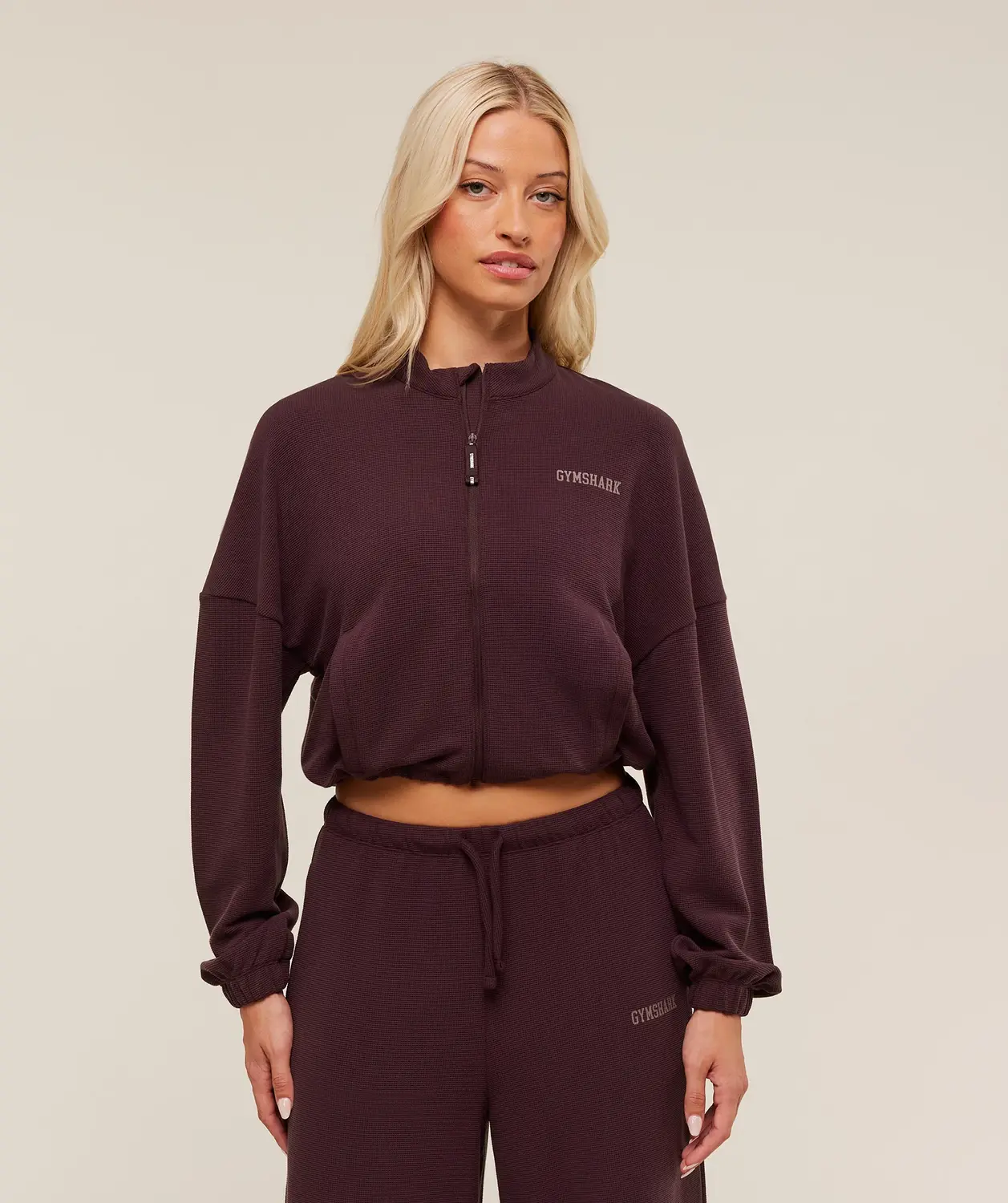 Waffle Midi Zip Up Jacket